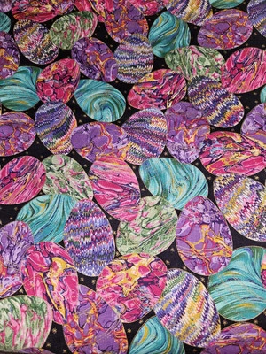 Joan Messmore Cranston Colorful Marbled Easter Eggs Cotton Fabric 5 Yards X 44"W - Image 1 of 4
