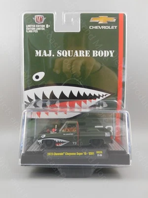 2021 M2 Machines Green MAJ Squarebody 1973 CHEVROLET CHEYENNE SUPER 10 - Image 1 of 2