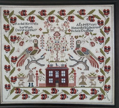 The Scarlett House Rachel Howells 1856 Cross Stitch Sampler Birds Flowers Nature - Image 1 of 4