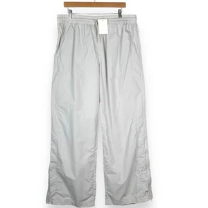 Pantaloni da pista NUOVI Oak + Fort Nylon donna taglia large grigio chiaro con coulisse pull on - Foto 1 di 9