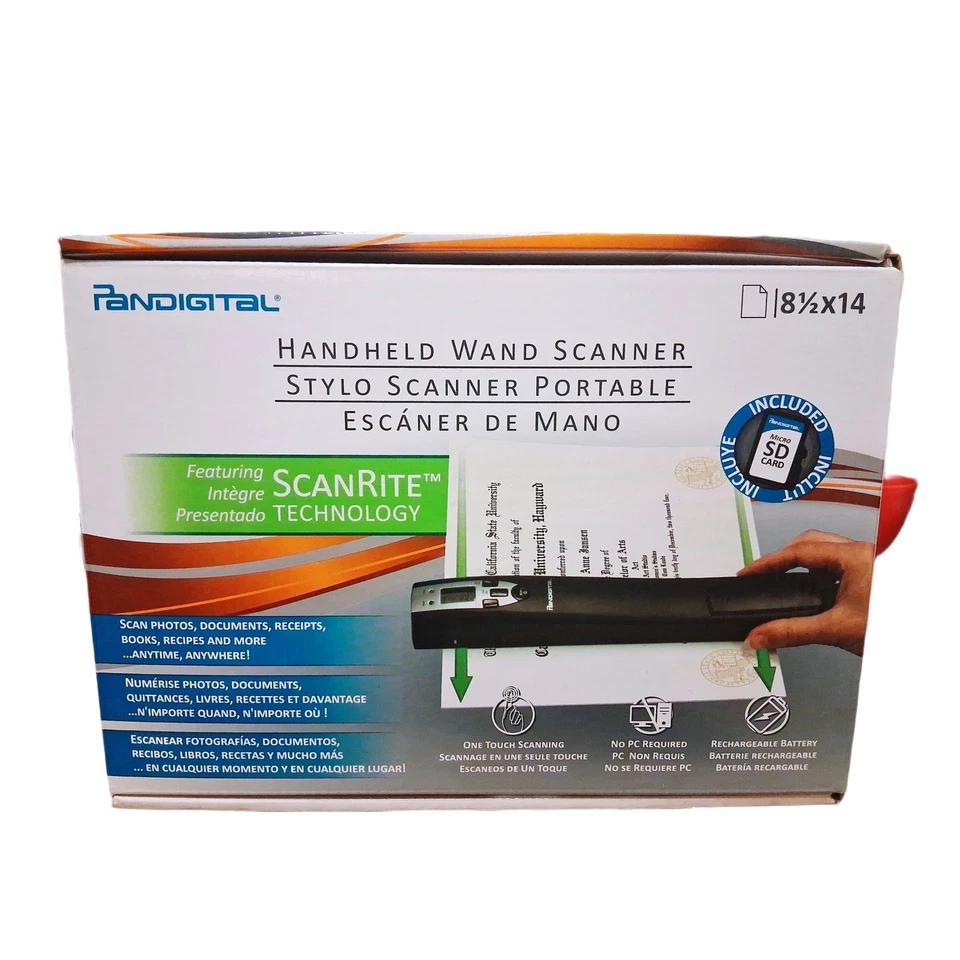 Pandigital Handheld Wand Scanner 8 1/2x14 Scanrite Technology Portable Color New - Image 1 of 4