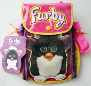 RARE VINTAGE 1999 FURBY CARRY ALONG BACKPACK BAG CASE PINK TIGER NEW NOS ! - Picture 1 of 8