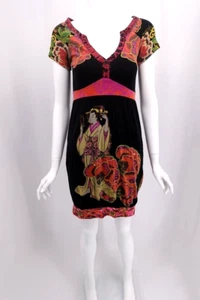 Rare Desigual Geisha Dress Womens Black Orange Sequins Size XS  Cotton Ladies - Picture 1 of 7