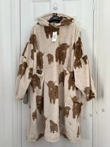 Next Cream Hamish The Highland Cow Oversized Blanket Hoodie - Picture 1 of 2