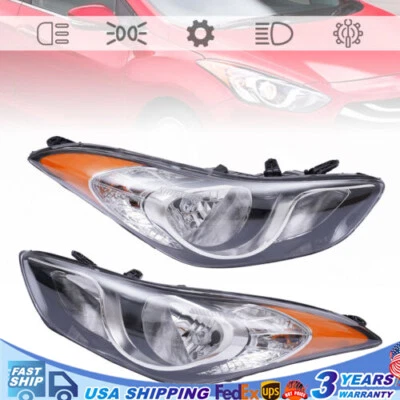 Pair Front Light Halogen Headlight Lamp For Hyundai Elantra 2011-2013 1.8L 2.0L Foto 1 de 4