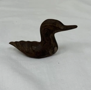 Mini Carved Solid Wood Wooden Duck Decoy Decoration Figurine - 3” X 2” Tall - Picture 1 of 7