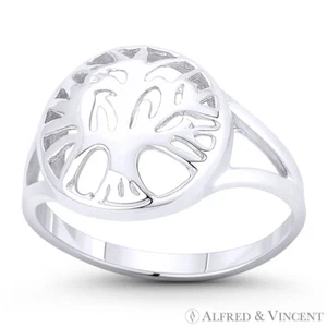Tree-of-Life Knowledge Etz Chaim .925 Sterling Silver Right-Hand Religious Ring - Picture 1 of 1
