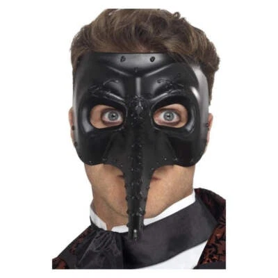 Venetian Gothic Capitano Mask Adult Black Horror Costume Accessory - Image 1 of 2