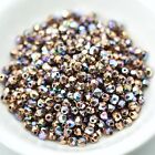 100 Beads - Fire Polished Faceted 3Mm - Crystal Glittery Bronze - Czech Glass