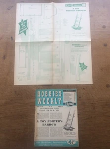 1956 Hobbies Weekly Magazine Fold out Plan Design to make Toy Porters Barrow - Picture 1 of 1