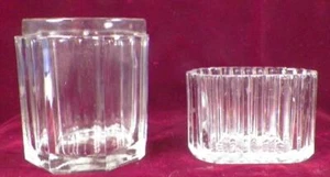 Vintage Glass Cosmetic Jar & Trinket Dish Clear Pressed Vanity Items - Picture 1 of 7
