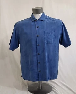 Tommy Bahama Silk Button Up Shirt Mens Size XL Blue Hawaiian Resort Tropical - Picture 1 of 9