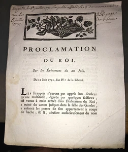 RÉVOLUTION.DOCUMENT SUR LES ÉVÉNEMENS DU 20 JUIN 1792. - Picture 1 of 1