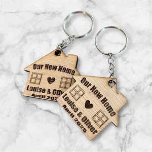 New home Keyring-Personalised keyring- New home gift- Housewarming- Set Of 2 - Picture 1 of 3