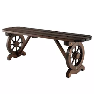 2-Seat Garden Bench Wooden Wagon Chair Outdoor Dining Chairs Backyard Lounge - Picture 1 of 10