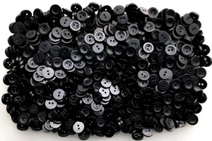 Buttons 11mm 18L Black Polished 2 Hole Quality Shirt Small Button Crafts (Z160) - Picture 1 of 24