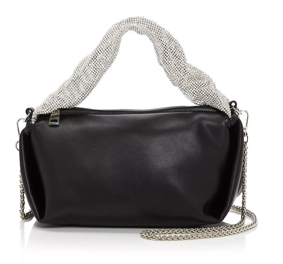 Bolsa feminina Bloomingdale's preta com cristal franzido brilhante - Imagem 1 de 4