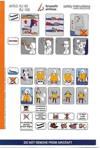 Tarjeta de seguridad - Brussels Airlines - Avro RJ 85 y 100 - Rev 01 (S4596) - Imagen 1 de 1