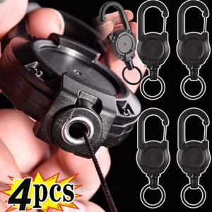 2Pcs Retractable Tactical Key Chain Reel Holder Heavy Duty Cord Carabiner USA - Picture 1 of 13