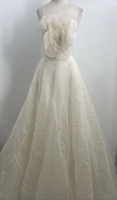 Lea-Ann Belter Harlow Strapless A -line 100% Silk Wedding Dress Bridal Gown Sz 8 - Image 1 of 4