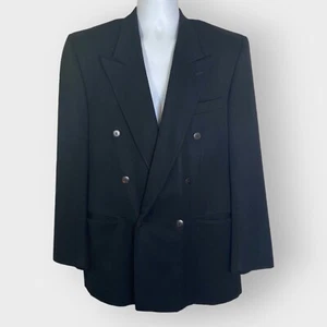 Vintage Peerless Mens Double Breasted Blazer | 42 | Black | Wool - Picture 1 of 12