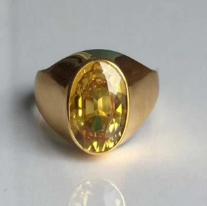 yellow Zircon- Ring birthday Gift For Him gold plated 925 solid silver ring - Picture 1 of 2