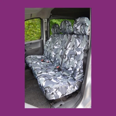 Peugeot Expert 2007-2016 Tailored Waterproof Grey Camo Front 3 Seat Covers - Image 1 of 3