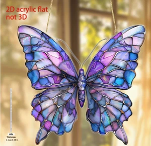 Butterfly suncatcher Spring window ornament ACRYLIC 2D Flat 8 inch FREE Ship - Picture 1 of 2