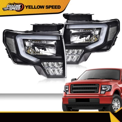 Faros delanteros negros de tubo LED DRL aptos para Ford F150 2009-2014 Foto 1 de 4
