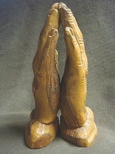 EXQUISITE Hand Carved WOODEN PRAYING HANDS from BETHLEHEM - Great Detail - Picture 1 of 8