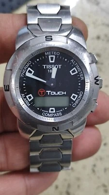 Tissot T Touch Digiana Cuarzo Esfera Negra Z253 / 353 Usado No Funciona Para Piezas Foto 1 de 4