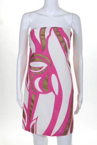 VERSACE JEANS Couture Mini abito in guaina vintage retrò rosa oro bianco senza spalline 40