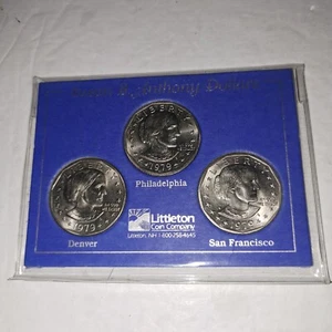 1979 Susan B Anthony 3 Coin Set; First Year Mint Set; Littleton Coin Company - Bild 1 von 2