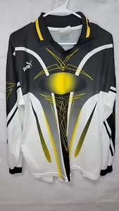 Rare Mens Vintage Goalkeeper Jersey By Puma Size Large Yellow Robot Abstract - Picture 1 of 3