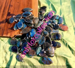 Natural Labradorite Gemstone 925 Sterling Silver Plated Wholesale Pendants Lot - Picture 1 of 6