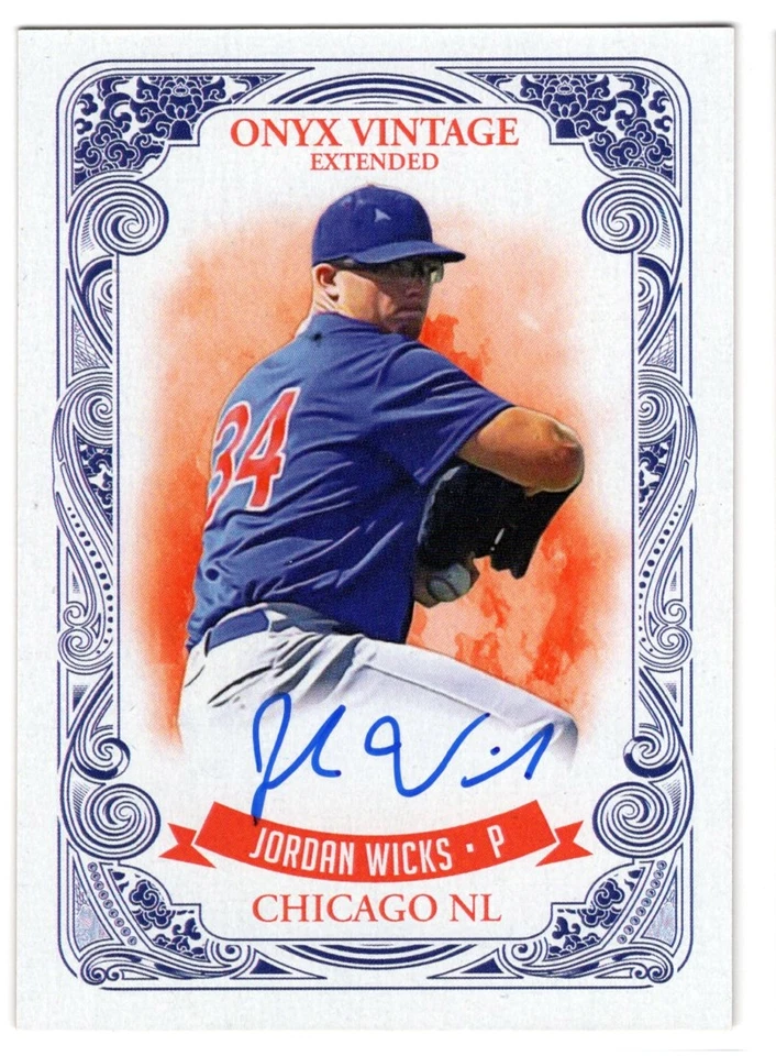 JORDAN WICKS 2021 ONYX VINTAGE EXTENDED BASEBALL ON CARD AUTO BLUE INK /400 - Image 1 of 1