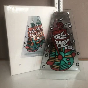 Snowman Glass Tea Light Holder Christmas Decorations 20cm X 14cm Original Box - Picture 1 of 5