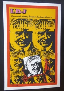 LBJ / Cuban Pop Art Silkscreen Poster by REBOIRO for Vietnam War-era CUBA Movie - Picture 1 of 4