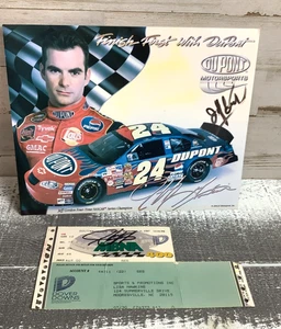 Tarjeta fotográfica firmada por Jeff Gordon y talón de tic 21 de septiembre de 1997 - Imagen 1 de 4