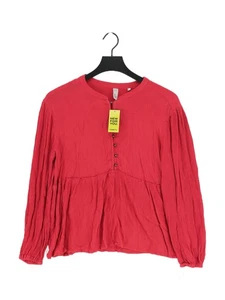 And/or Damen Top UK 12 Rot 100% Viskose Langarm Rundhals Basic - Bild 1 von 5