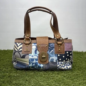 Bolso de Mano Coach 10816 Legacy Cartera Retazos Cuero Borde Azul Denim Firma - Imagen 1 de 15