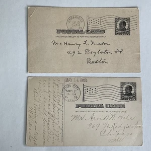 Lot~2 US postal cards~1907-1908~McKinley~UX20 correspondence space at left+UX19 - Picture 1 of 6