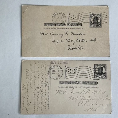 Lot~2 US postal cards~1907-1908~McKinley~UX20 correspondence space at left+UX19 - Image 1 of 4