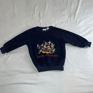 Vintage Disney Store Mickey & Friends Blue Fleece Embroidered Pullover Size XXS - Picture 1 of 9