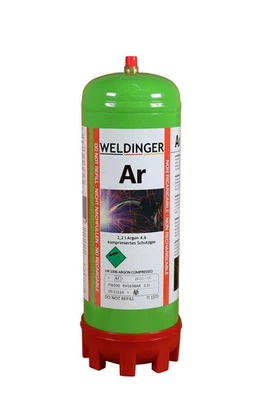 Argon 4.6 2L Einweg-Schutzgasflasche 220 Liter Inhalt zum WIG- und MIG-Schweißen - Bild 1 von 3