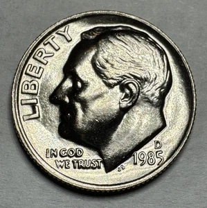 1985-D Roosevelt Dime 10cent Münze aus US Mint Set. Stempelglanz - Bild 1 von 7