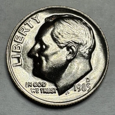 1985-D Roosevelt Dime 10cent Coin from US Mint Set. Uncirculated BU - Image 1 of 4