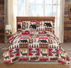 Rustic Quilt Set Full/Queen Size (90"x90") Lodge Cabin Bed Spread Lightweight... - Picture 1 of 7