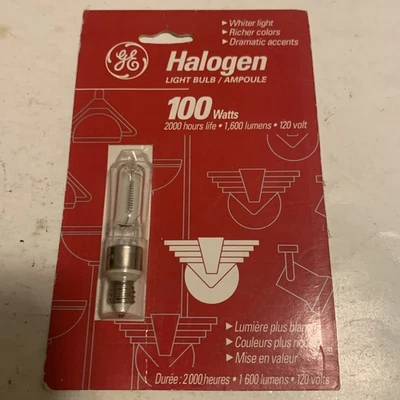 BOMBILLA HALÓGENA GE ESPECIAL TIPO T 100 VATIOS 120V TRANSPARENTE MÁS BLANCA 1800 LÚMENES Foto 1 de 3