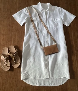Trenery White Linen Shirt Dress Sz 8. Immaculate Condition - Picture 1 of 3